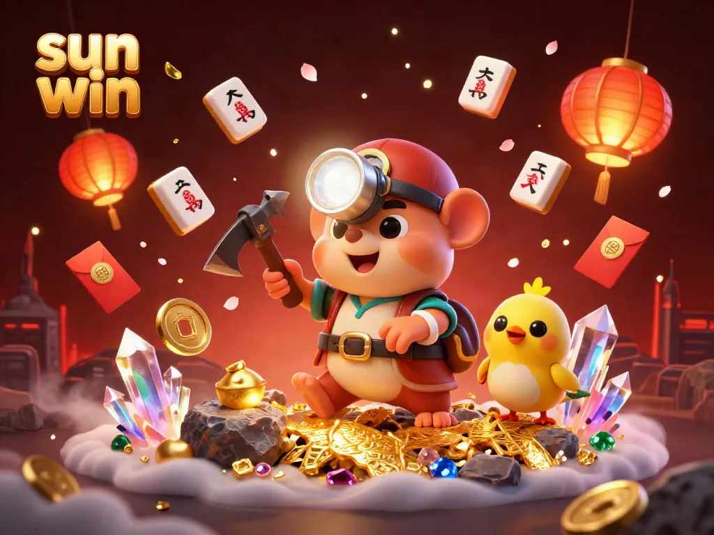 Explore exciting gaming adventures with sun win, featuring a treasure-hunting mole and colorful game elements.