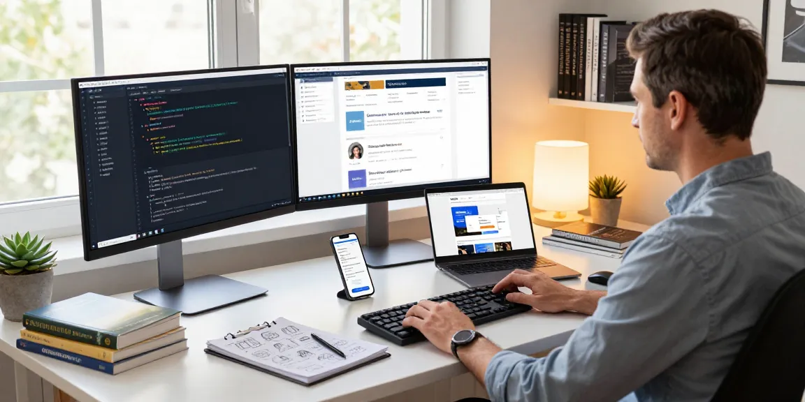 Shopware Freelancer, der E-Commerce-Lösungen in einem modernen Arbeitsplatz entwickelt.