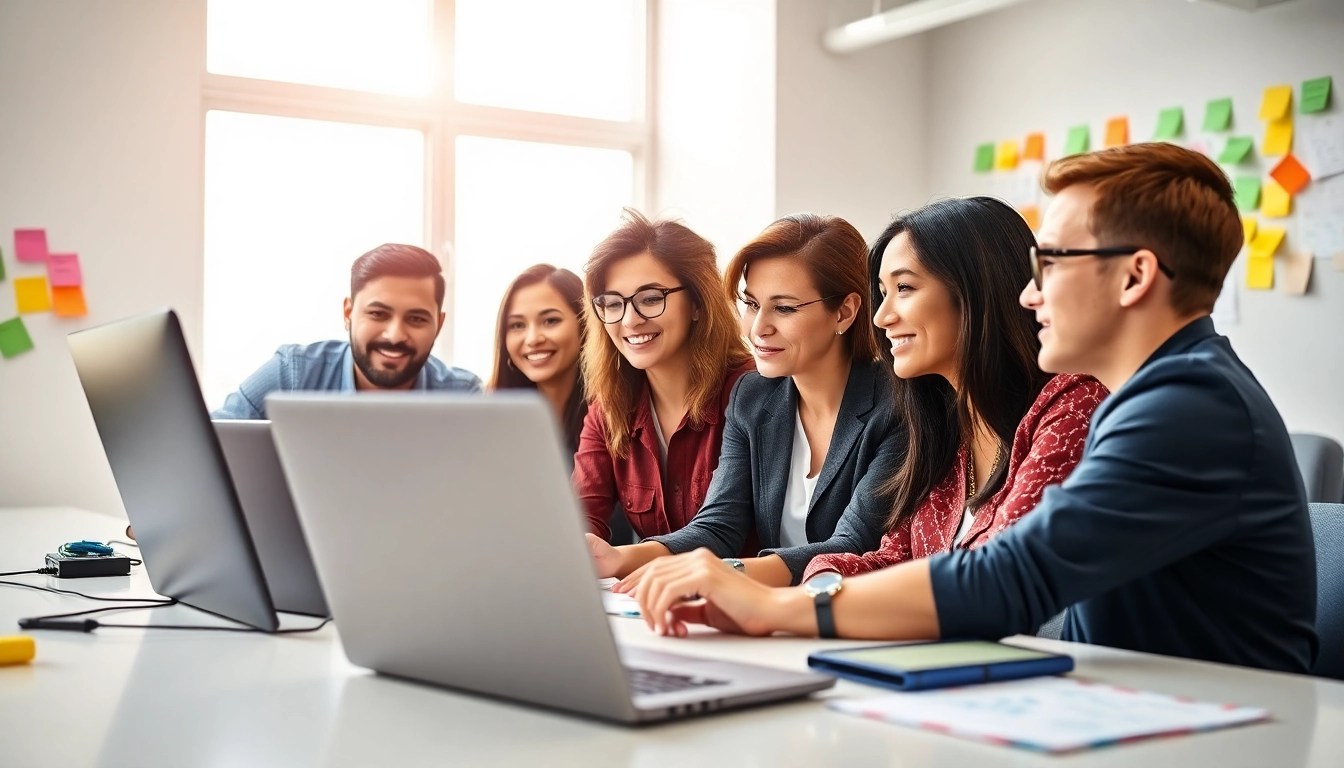 Online Marketing Strategie-Entwicklung durch ein kreatives Team in moderner Büroatmosphäre.