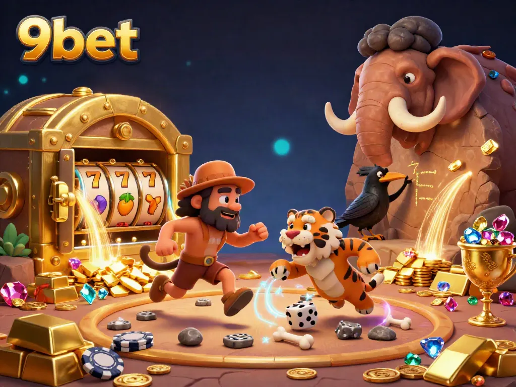 Experience exciting gambling at 9bet with a vibrant neon-lit illustration showcasing a casino scene.