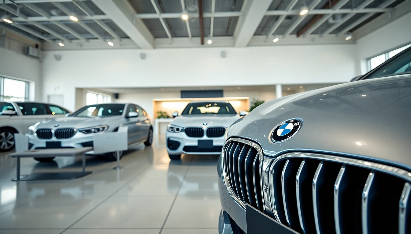 BMW kaufen in einem modernen Autohaus mit verschiedenen Modellen und einladendem Verkaufsbereich.