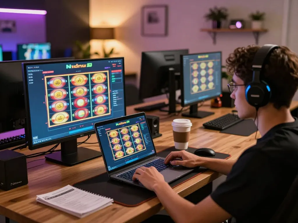 Nohu online gaming experience with player enjoying slot gameplay at home