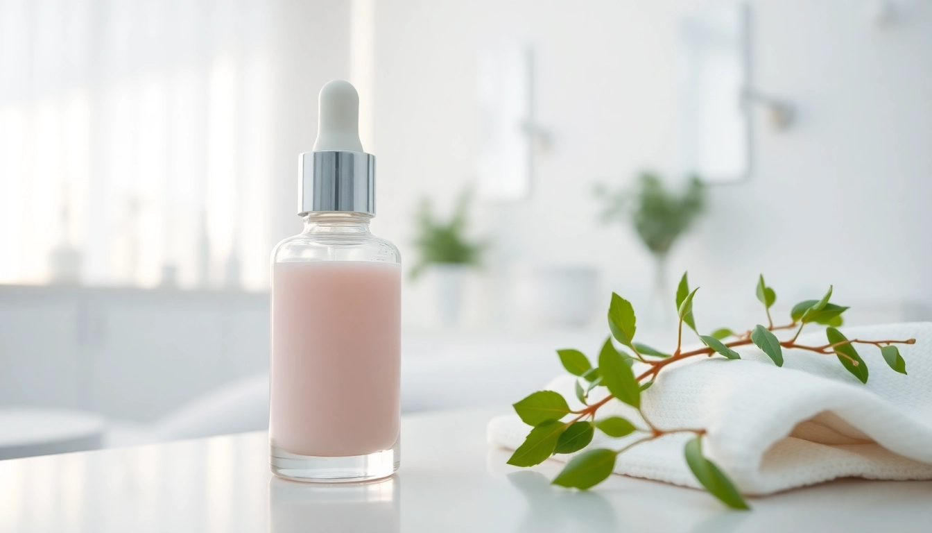 Exosomen kosmetik in einem eleganten Behandlungsraum mit natürlichen, beruhigenden Farben.