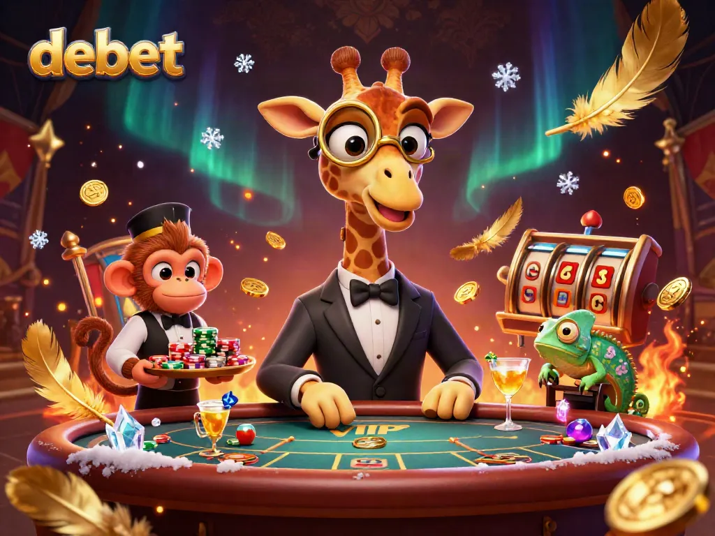 Experience high-stakes fun with debet as a giraffe and monkey elevate your casino game.