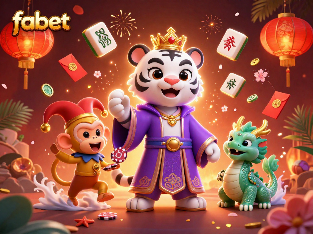 Experience the thrill of fabet with a playful scene of gaming fun and lucky symbols, perfect for gamblers.