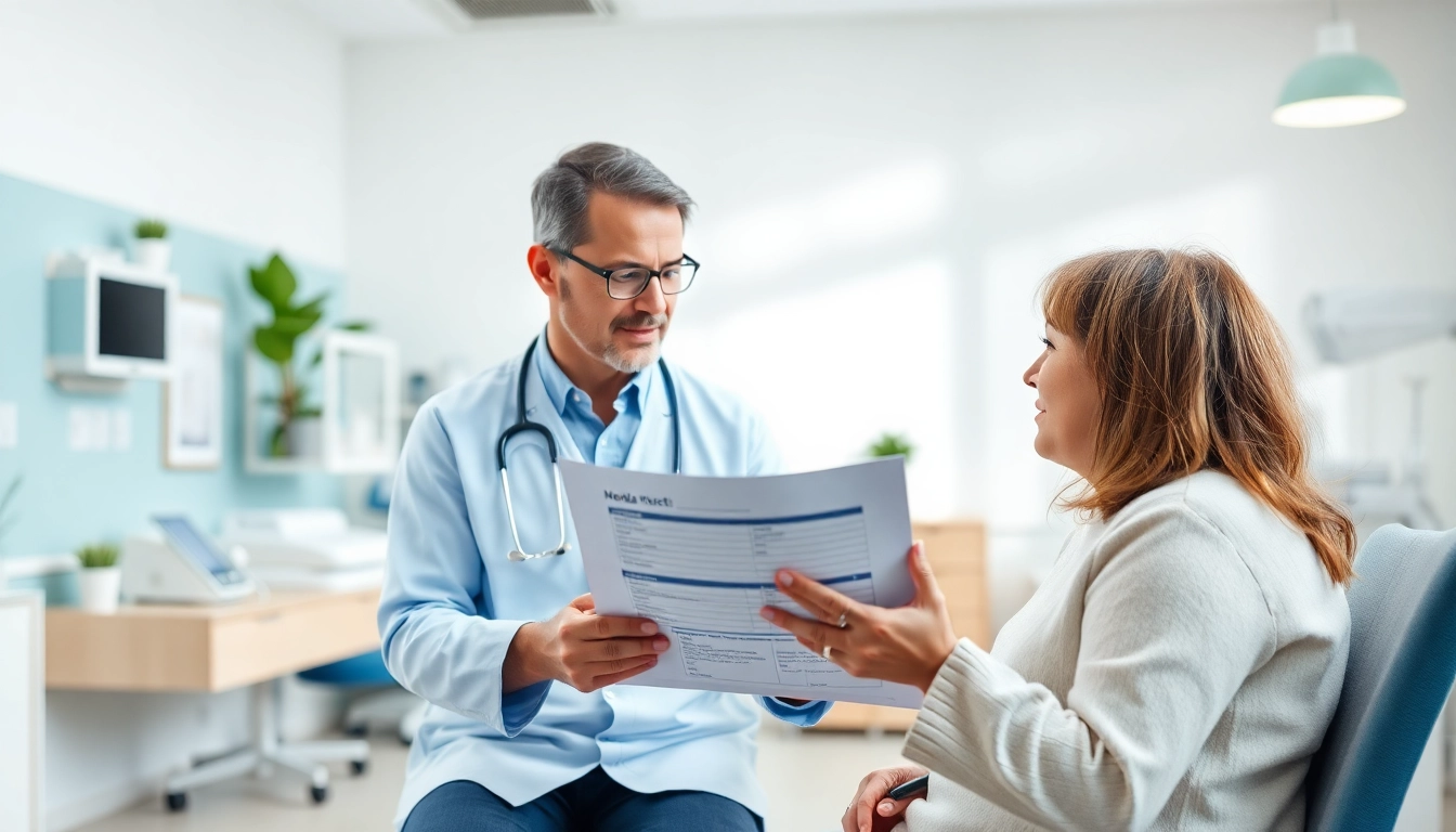 Driada medical Beratung in einer modernen klinischen Umgebung zwischen einem Arzt und einem Patienten.