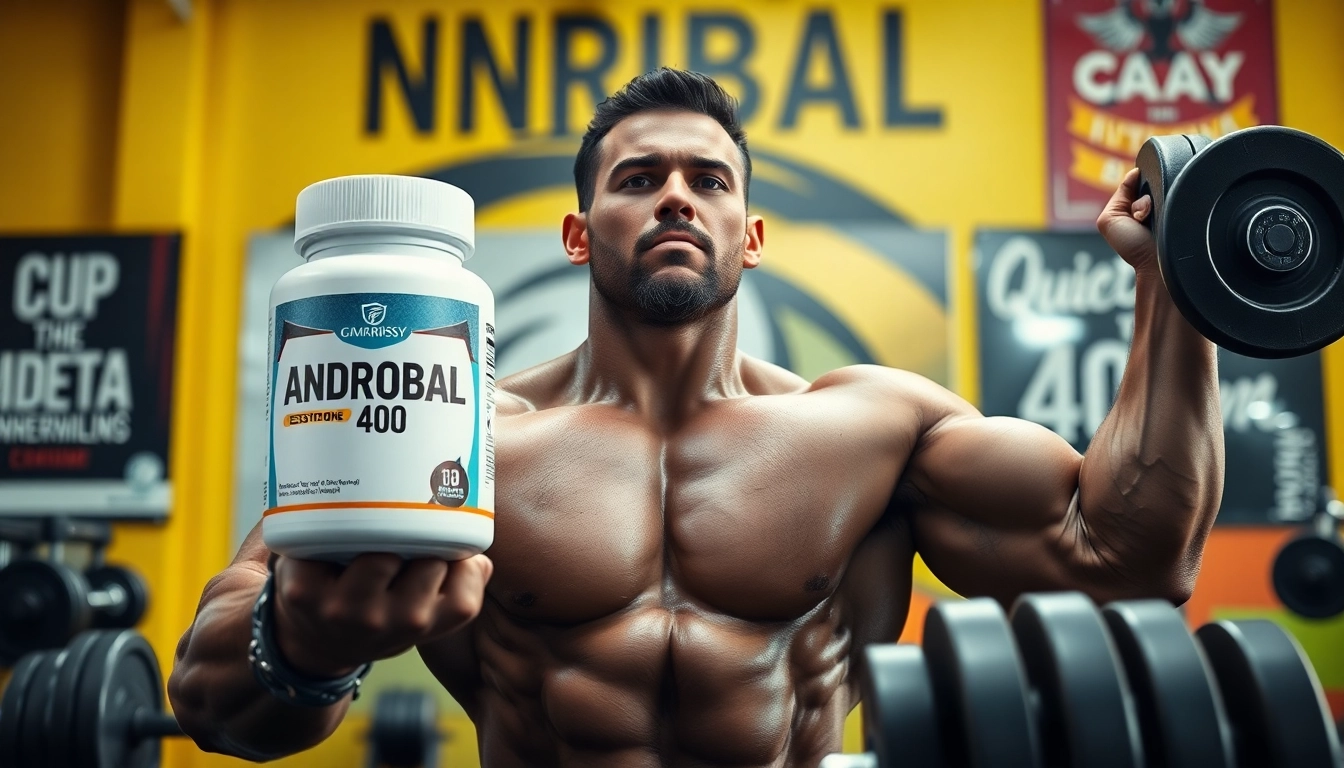 Androbal 400 Testosterone Compound featured by a determined bodybuilder during an intense workout session.