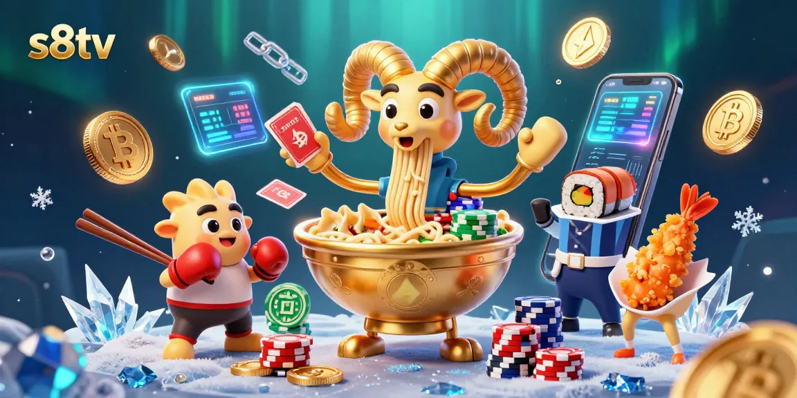 Experience the thrill of online betting with s8tv's vibrant gambling scene including colorful characters and crypto elements.