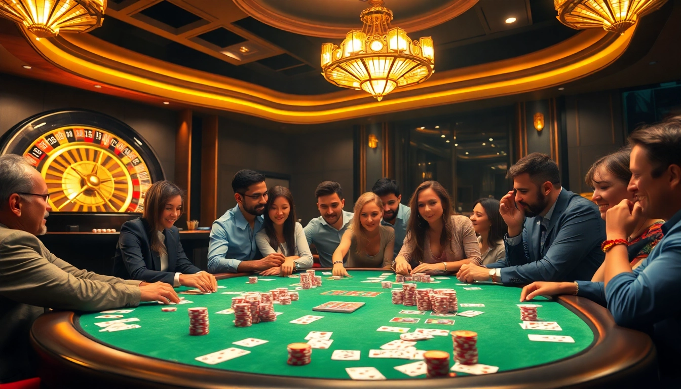 Experience thrilling gameplay at https://nohu.business/ with a vibrant casino scene featuring poker chips and playing cards.