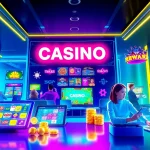 Exciting Go8 online gaming platform illustration featuring poker, slot games, and sports betting.