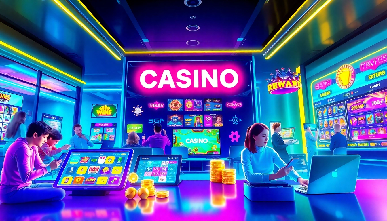 Exciting Go8 online gaming platform illustration featuring poker, slot games, and sports betting.