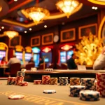 Engaging casino scene with poker and slot machines related to game bài đổi thưởng excitement.