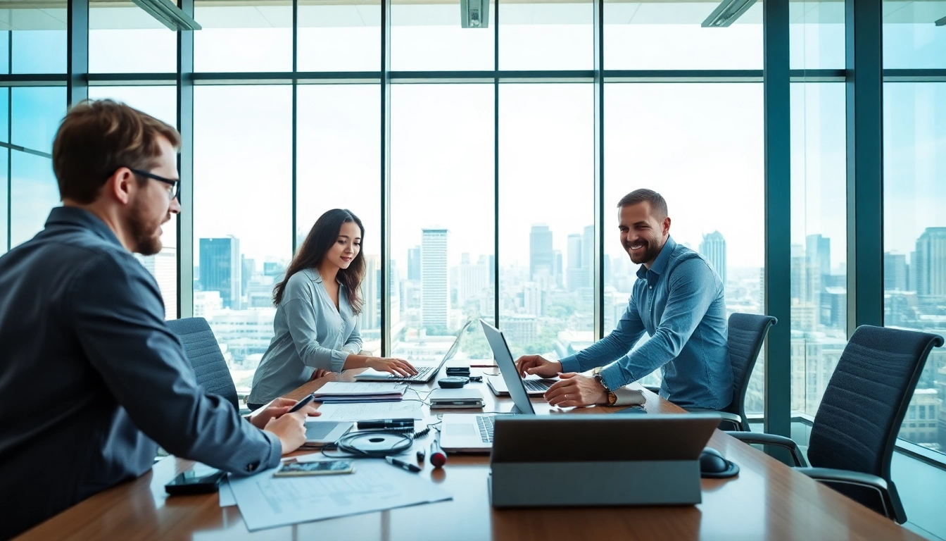 Headhunter IT collaborating in a modern office, enhancing recruitment processes for tech talent.