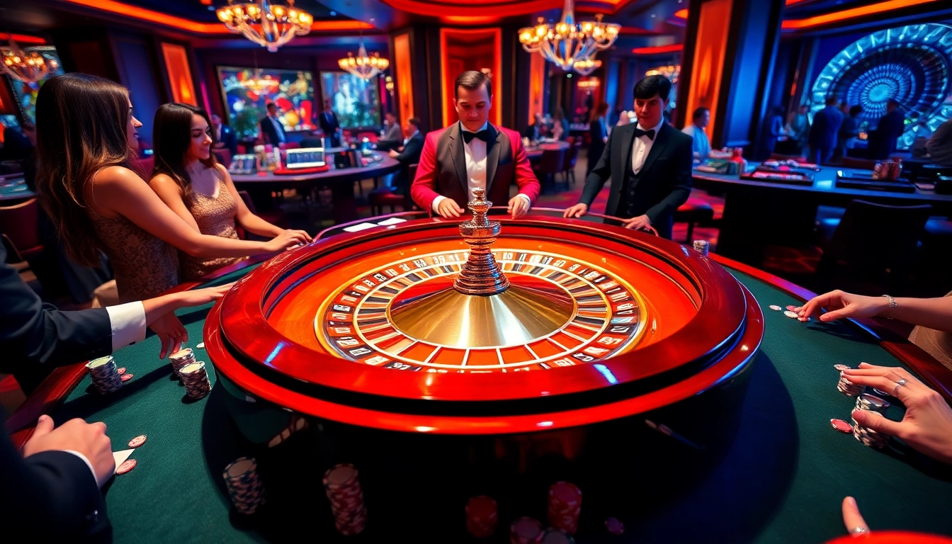An engaging gameplay moment at casino ee88 with poker chips and playing cards on a vibrant roulette table.