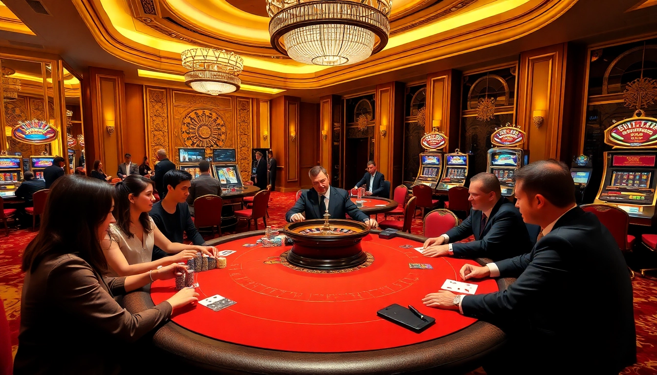 Engaged players at casino xn88 enjoying intense poker game with colorful chips.