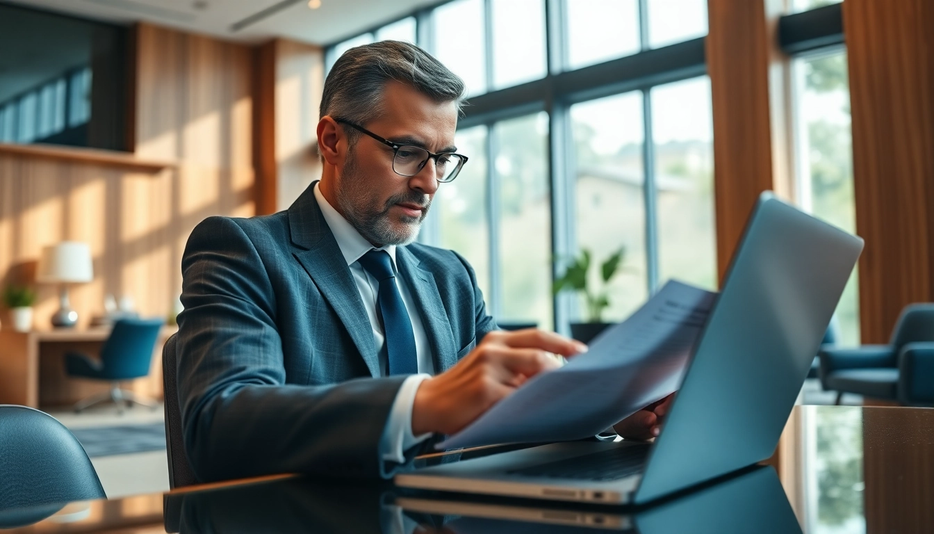 Headhunter Schweiz analysiert Lebensläufe in einem modernen Büro.