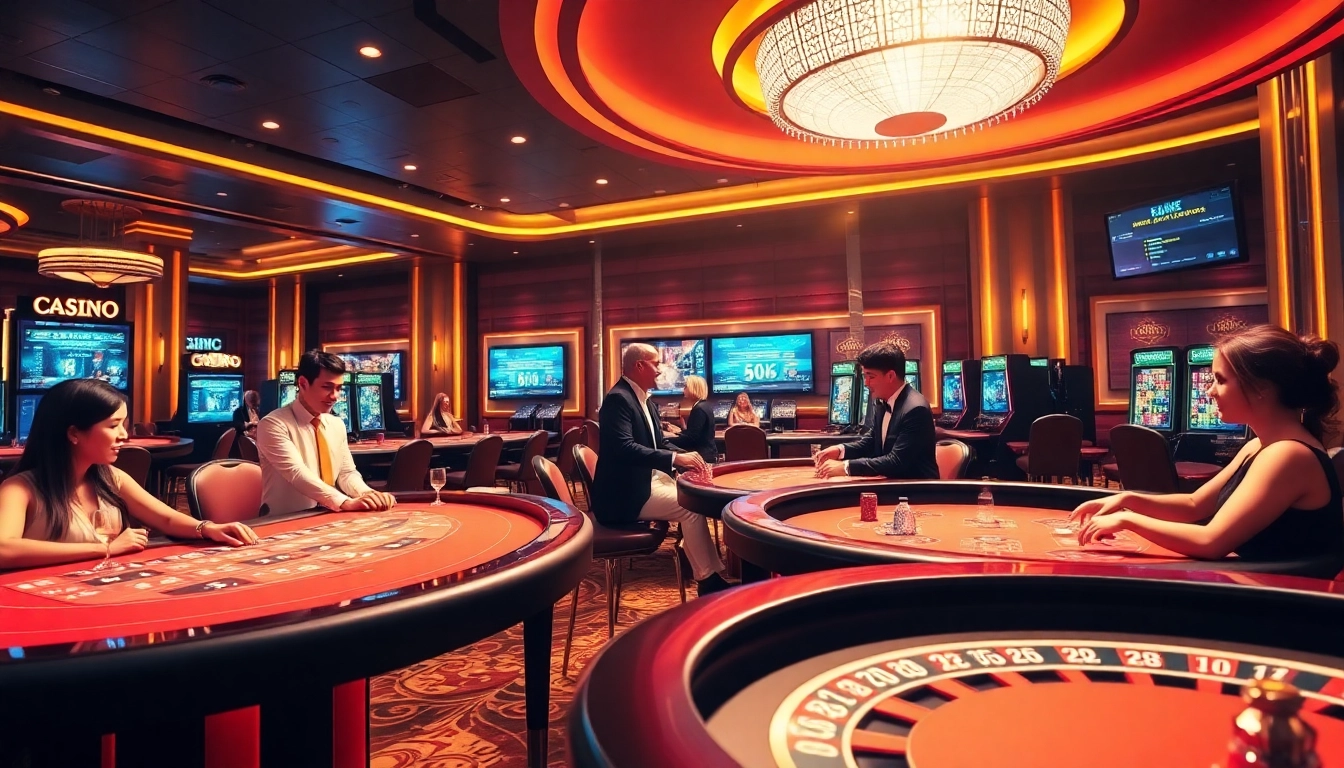 Action at casino 68win showcasing players enjoying live baccarat, blackjack, and roulette.