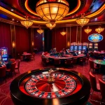 A thrilling casino scene showcasing players engaging at tables and machines, promoting https://luck8.plus/ betting experience.