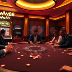 Experience high-stakes thrills at a ww88 poker table with vibrant casino visuals.