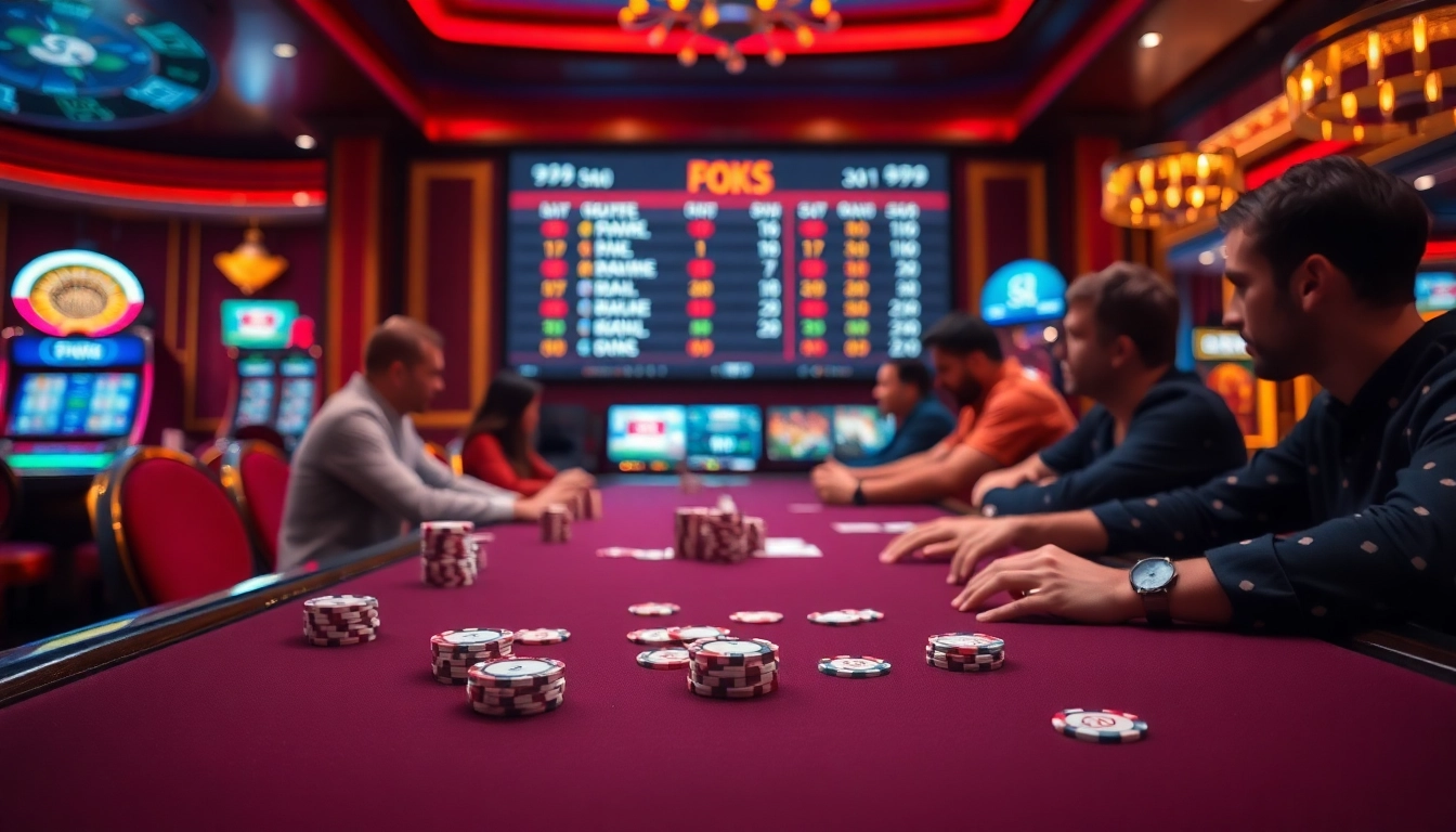 Engaging poker game action with competitive play reflecting https://da88.trading/ betting excitement.