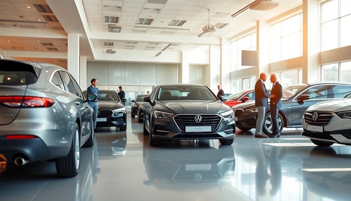 Auto kaufen im eleganten Autohaus mit verschiedenen Modellen und freundlichem Personal.