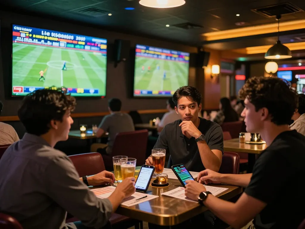 Tỷ lệ kèo nhà cái showcased as bettors engage in lively discussions during live sports events