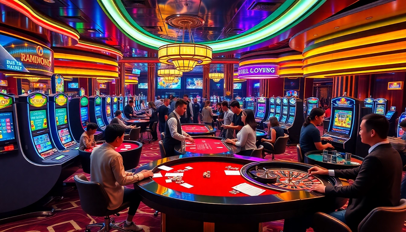 Experience the excitement of ALO 789 không chặn at a luxurious casino featuring vibrant games and engaging players.