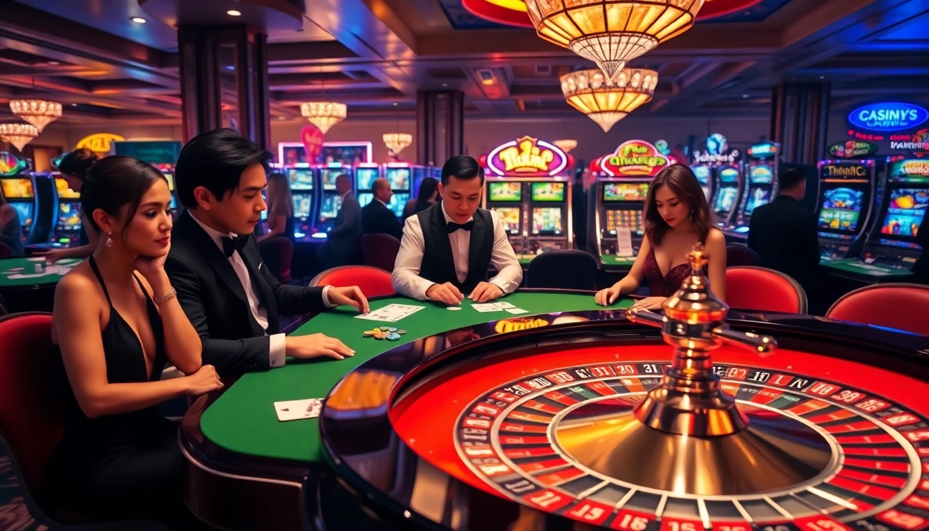 Exciting casino scene featuring roulette at https://kg88.work/, surrounded by eager gamblers and poker chips.
