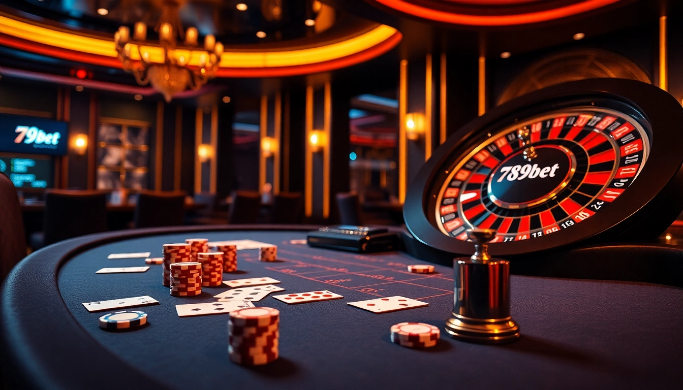 Engaged players enjoying a high-stakes game at 789bet casino table with vibrant roulette wheel.