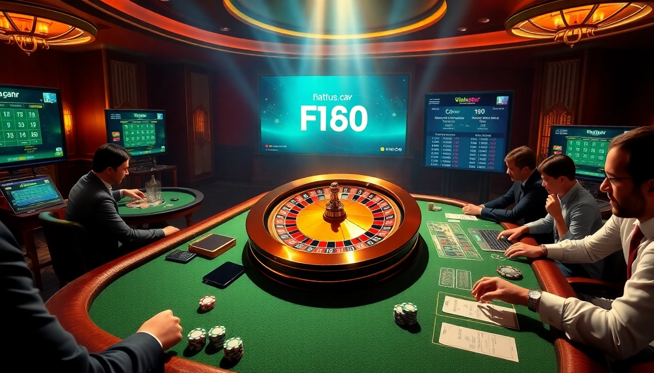 Experience thrilling gameplay at https://f168.sarl/ with vibrant casino visuals featuring roulette and poker tables.