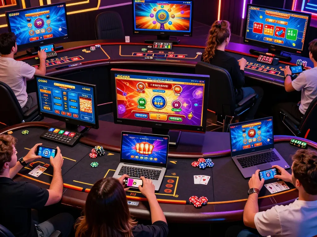 Players enjoying online games at GG88 casino, engaging with live dealers on mobile devices.